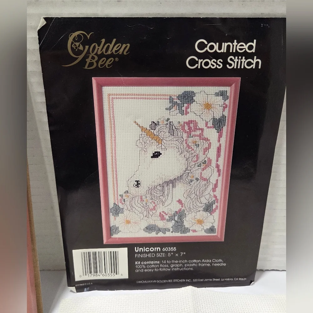 Golden Bee Vintage 1988 Unicorn Counted Cross Stitch Kit Opened